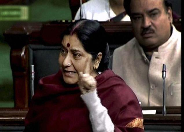 Sushma Swaraj blames Congress for parliament disruptions