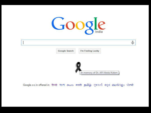 Google’s black ribbon tribute to Kalam
