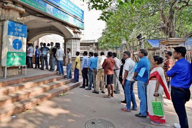 Long queues at banks