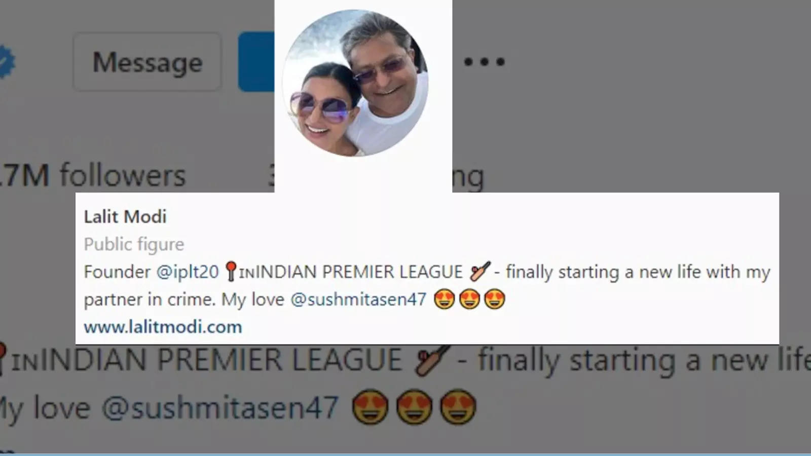Lalit Modi’s new Instagram display picture has ladylove Sushmita Sen in it; also check out his new bio! | Hindi Movie News – Bollywood